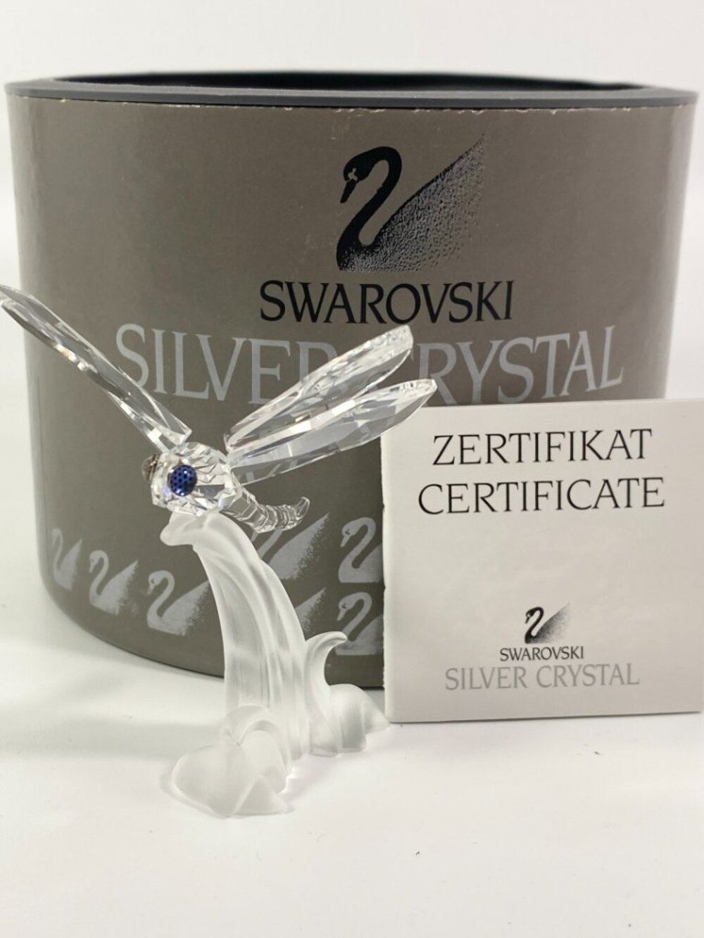 Swarovski Crystal Dragonfly On Frosted Leaf Figurine 190264 / With Box / Retired